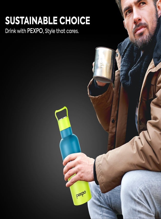 Pexpo Oscar Thermosteel Water Bottle, Hot and Cold for Hours, Vacuum Insulated ISI Certified Flask, Steel Water Bottle for Kids | Office | Workout | Travelling | (Blue & Yellow Ombre, 500ml) - Image 5